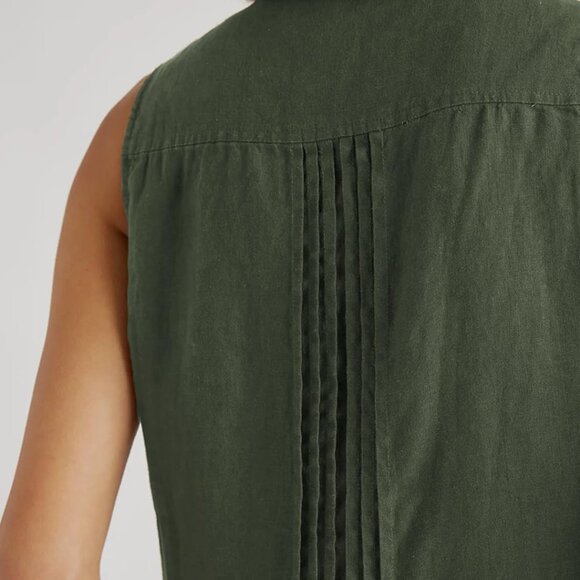 Women's Cotton Linen Sleeveless Swing Dress Pockets Casual Summer Chic - Picture 5 of 5